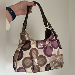 Coach Art Sateen Maggie Shoulder Bag with Dust Bag